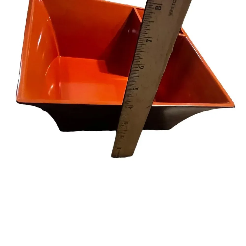 Vintage MCM Tuttocasa Orange Faux Wood Square Dip & Chip Dish Melamine